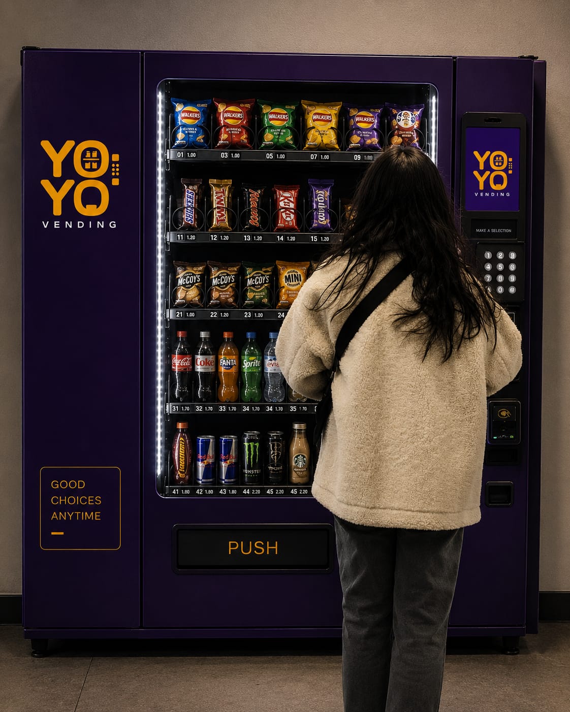 A customer using a YOYO vending machine